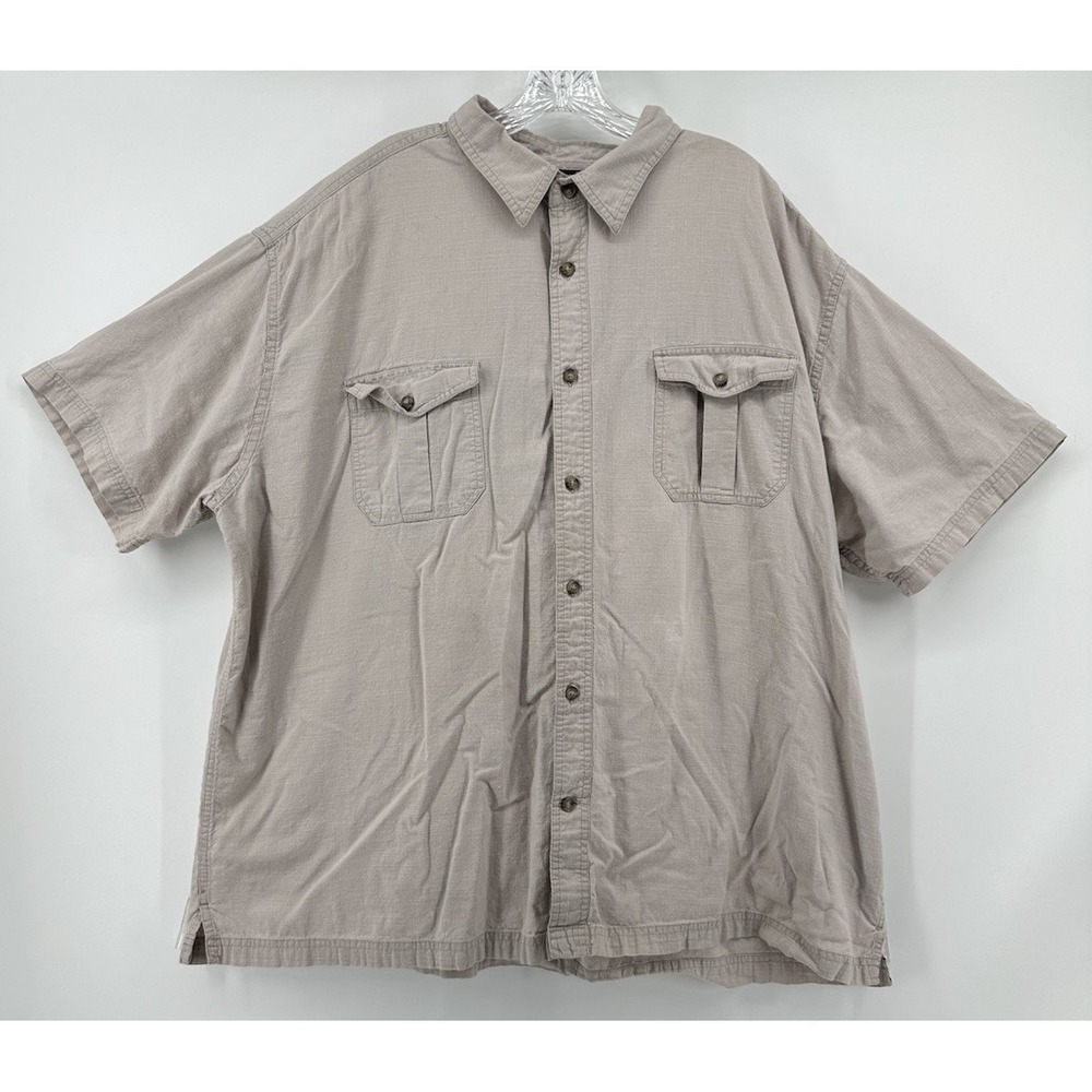 St Johns Bay Button Up Shirt Men Size 3XL Short Sleeve 100% Cotton Casual